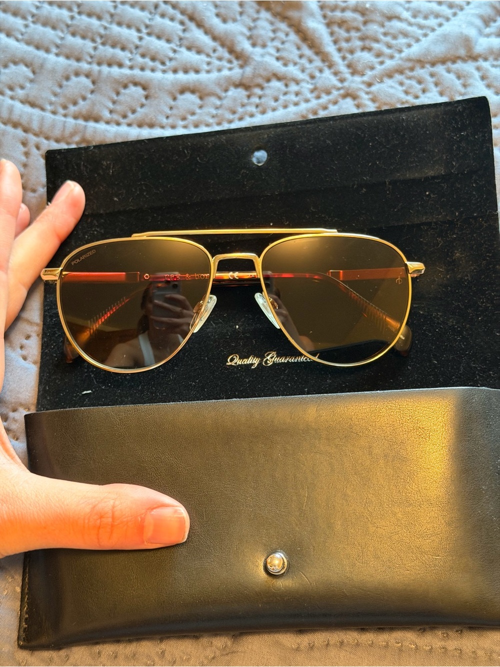 Rag & Bone Polarized Aviator Sunglasses with Brown Lenses